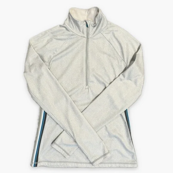 Athleta | Sierra White Herringbone 1/2 Zip Top Thermal Spandex Size Small - Picture 4 of 7